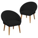 Ver imagem 1 de Kit 2 Cadeira Poltronas Resistente para Salão Decorativa Pés de Madeira Resistente Luxo