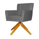 Ver imagem 2 de Poltrona Decorativa Onix Pés Giratório de Madeira Suede Cinza - DS Estofados