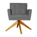 Ver imagem 1 de Poltrona Decorativa Onix Pés Giratório de Madeira Suede Cinza - DS Estofados