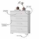 Ver imagem 4 de Cômoda 4 Gavetas Compacta 64cm Lídia Branco