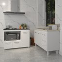 Ver imagem 3 de Gabinete Cozinha Armário Balcão de Pia 120 Cm Aline e Balcão para Fogão Cooktop 4 Bocas e Forno Alan