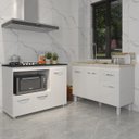 Ver imagem 2 de Gabinete Cozinha Armário Balcão de Pia 120 Cm Aline e Balcão para Fogão Cooktop 4 Bocas e Forno Alan