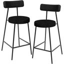 Ver imagem 1 de Kit 02 Banquetas Baixa Cozinha Sala Jantar Bancada Milão L02 Couríssimo Preto Linho Chumbo - lyam de