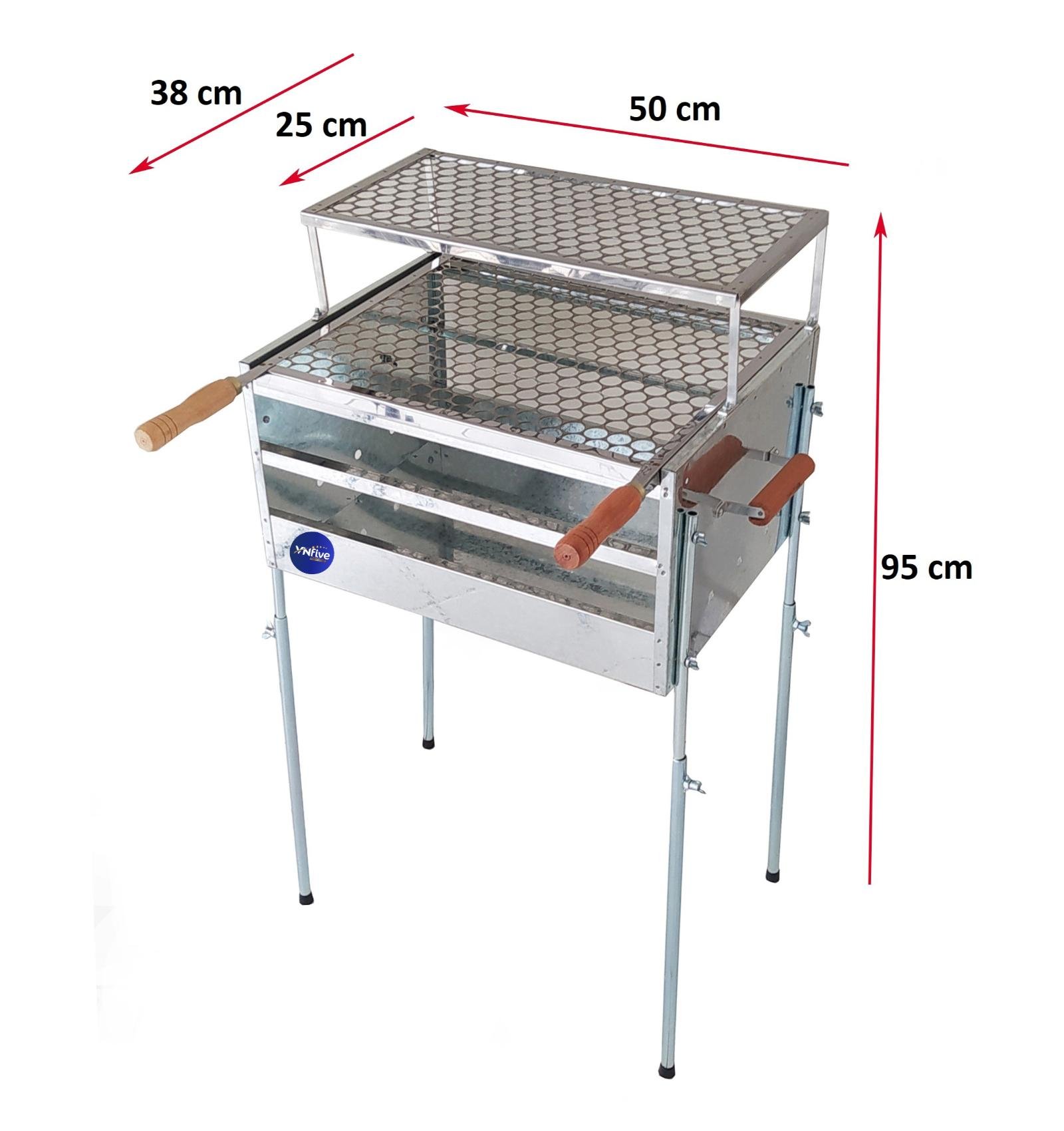 Churrasqueira a Carvão Média Galvanizada Plus 50x38 com Grelha de Descanso Pés Reguláveis Alta - 3