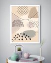 Ver imagem 2 de Quadro Decorativo Abstrato Formas Bege Preto - 70x50cm:moldura Branca