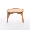 Ver imagem 1 de Mesa de Centro Redonda para Sala com Bandeja Maderia Maciça 60cm x 39cm Mel Escuro Casavee