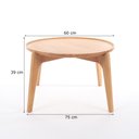 Ver imagem 3 de Mesa de Centro Redonda para Sala com Bandeja Maderia Maciça 60cm x 39cm Mel Escuro Casavee