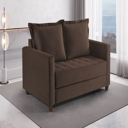 Sofa Cama Frisa Colchao Casal Pes de Madeira Talento Móveis - 1