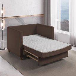 Sofa Cama Frisa Colchao Casal Pes de Madeira Talento Móveis - 3