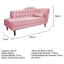 Ver imagem 2 de Diva Recamier Diana 185cm Lado Esquerdo Suede Rosa Bebê
