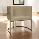 Ver imagem 7 de Poltrona Decorativa Recepção Luna Suede Base Ferro Champagne Nude Suede