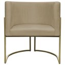 Ver imagem 4 de Poltrona Decorativa Recepção Luna Suede Base Ferro Champagne Nude Suede