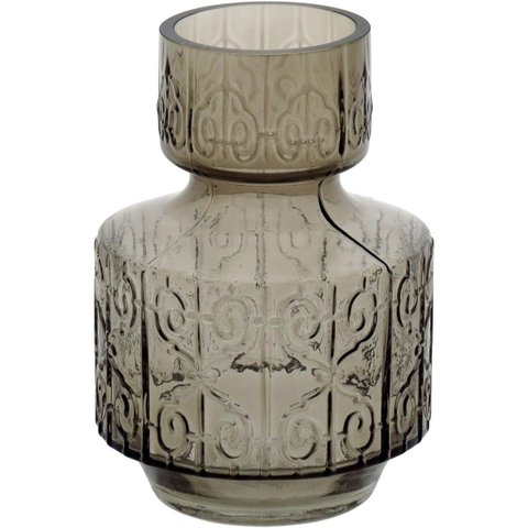 Vaso Decorativo Enfeite Casa Home&Co 22x16x16cm Vidro Cinza