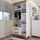 Ver imagem 2 de Quarto Infantil Completo Kids 4 Portas 6 Gavetas Branco/nature - Panorama Móveis