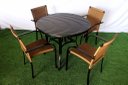 Ver imagem 6 de Kit 4 Cadeiras e Mesa com Tampo Ripado em Alumínio e Ombrelone para Piscina, Jardim, Edícula, Á - Az