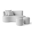 Ver imagem 2 de Conjunto Sofá Curvo Orgânico + 2puffs Nature Gaia Boucle Cinza Claro - Montanaris Decor