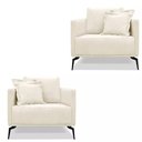 Ver imagem 1 de Kit 2 Poltronas Decorativa Livorno Linho com Pés em Aço Ssx Multicoisas Natural