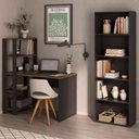 Ver imagem 1 de Mesa Escrivaninha e Estante 5 Prateleiras Arly Pinho Preto