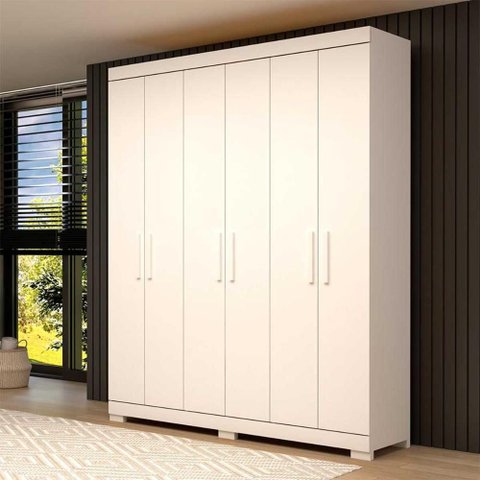 Guarda-Roupa Casal Canadá 6 Portas 100% MDF - Linhamobília Branco