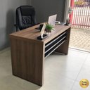 Ver mais imagens de Conjunto para Escritório com 2 Mesas Tamburato 1400 para 2 Pessoas Marrom/Nogal/Preto Artany