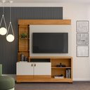 Ver imagem 1 de Painel Home com Nicho TV Suporte LED Off White Nature Amadeirado 187cm Alagoas