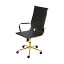 Ver imagem 3 de Cadeira de Escritório Giratória Eames Preta - Alta | Dourado Brilho