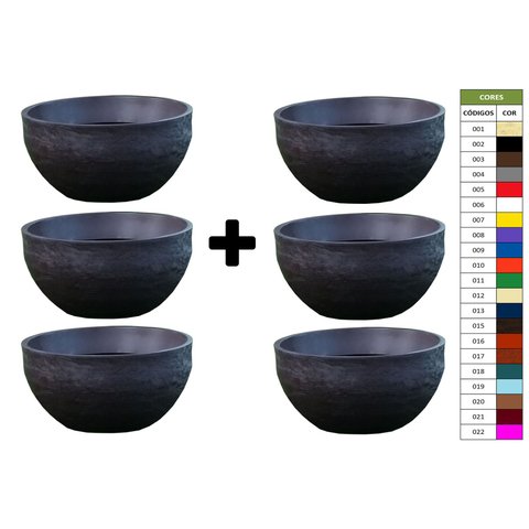 Kit 6 Vaso Planta 60x30 Bacia Polietileno BGPLASTICOS VINHO BORDO 021