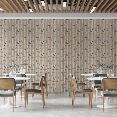 Papel de Parede Casual Textura com Xicaras de Café Gh Papel de Parede 2,5m