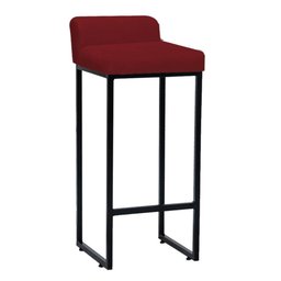 Kit 03 Banqueta Alta Mia Com Encosto Cozinha Bistrô Bar Balcão Ferro Preto Corino Vermelho - Amey De - 3