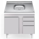 Ver imagem 1 de Balcão Gabinete com Pia Inox 100cm 2 Portas 2 Gavetas Luziania Branco - Lumil