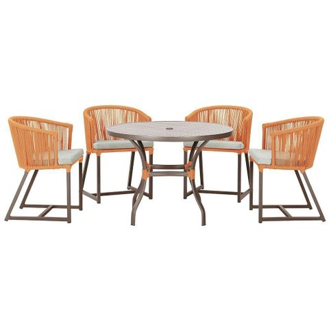 Mesa com 4 Cadeiras e Noronha Estofado 3 Trama Original Terra Cota