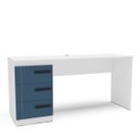 Ver imagem 2 de Mesa Escrivaninha Lisboa Escritório 3 Gavetas 163x77cm Azul/Branco 250689
