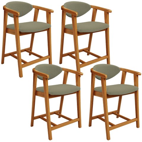 Kit 04 Banquetas Baixa para Cozinha Sala Jantar Bancada Cecília L02 Bouclê Oliva - Lyam Decor