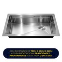 Ver imagem 7 de Cuba Pia Cozinha Gourmet Completa Premium 78x43 Aço Inox 304 Escovado Brinovar
