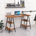 Ver imagem 2 de Mesa Escrivaninha Cavalete 135cm Estilo Industrial Prisma C08 Nogal/Preto - Mpozenato