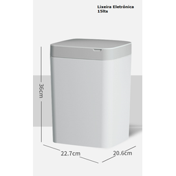Lixeira Eletronica C/ Sensor De Toque 15 Lts, Recarregável - 3