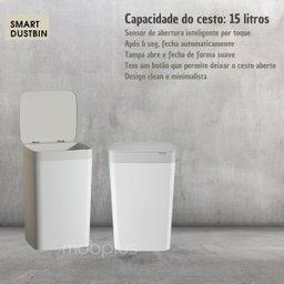 Lixeira Eletronica C/ Sensor De Toque 15 Lts, Recarregável - 2