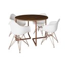 Ver imagem 6 de Mesa Industrial Jantar Amêndoa 110Cm Redonda Base V Com 4 Poltronas Brancas Base Cobre Amendoa
