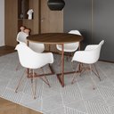 Ver imagem 1 de Mesa Industrial Jantar Amêndoa 110Cm Redonda Base V Com 4 Poltronas Brancas Base Cobre Amendoa
