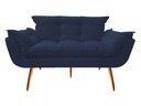 Ver imagem 2 de Kit Namoradeira +1 Puff Puf Decorativo Opala Suede Azul Marinho Pés Madeira Mz Decor