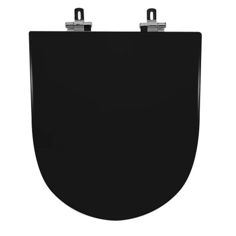 Assento Sanitário Poliéster para Louça Mondiale (celite) Super Luxo Cromado (reb. Oculto) Preto
