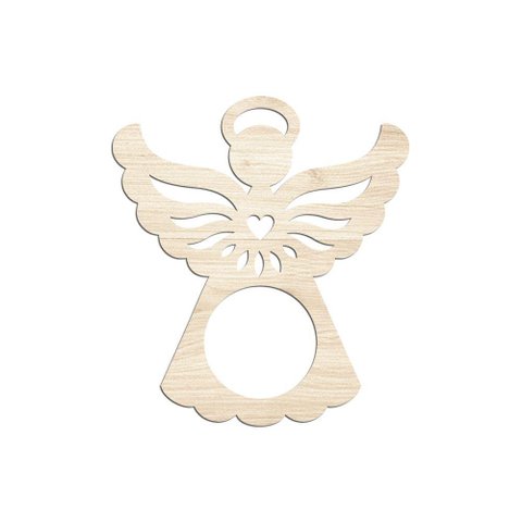 Porta Guardanapo Anjinho Kit com 4 Peças 7cmx8cm - Cria Arte Laser Madeira Clara