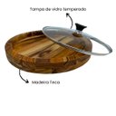 Ver imagem 2 de Gamela em Madeira Teca para Churrasco Redonda com Tampa de Vidro