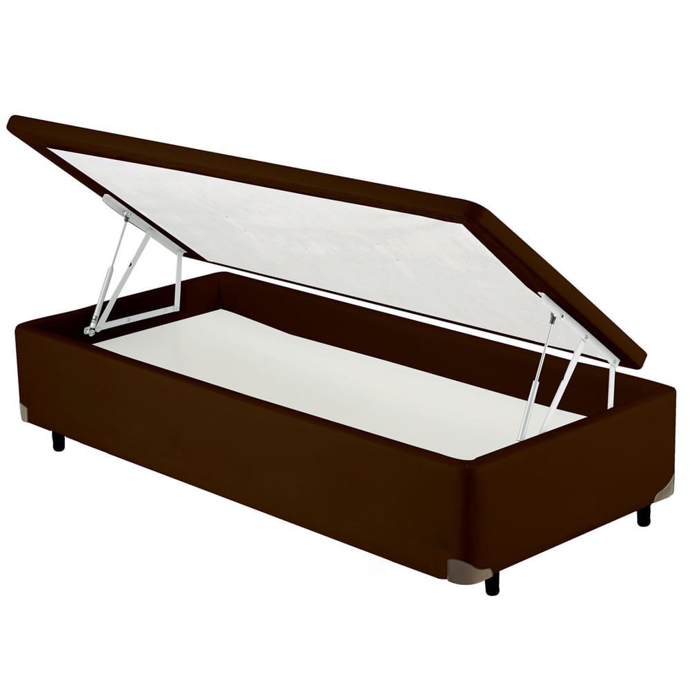 Cama Box Baú Solteiro Corino 78 X 188cm - Genki Kenko Colchões:marrom - 3