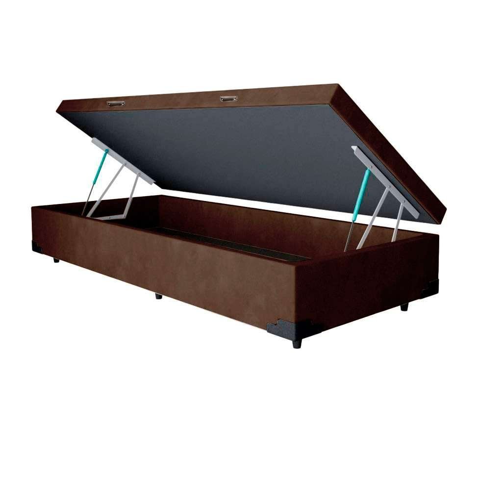 Cama Box Baú Solteiro Corino 78 X 188cm - Genki Kenko Colchões:marrom - 2