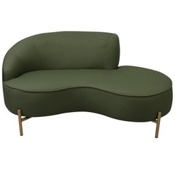 Sofá Curvo 02 Lugares 150cm Braço Direito Thommy Pés Ouro Fosco Linho Verde - Casaepoltrona - 6