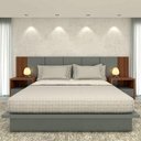 Ver imagem 2 de Cabeceira Cama Queen Ripada 3,50m Ncs 100% Mdf Casa Lar Cor:nogueira Cadiz com Cinza Sagrado