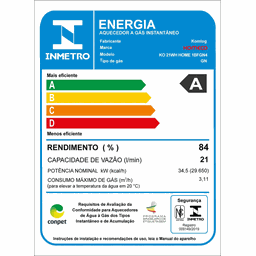 Aquecedor de Água a Gás Komeco Ko 21 Wh Home Branco Digital 21 Litros Bivolt Gás Gn - 7