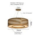 Ver imagem 4 de Pendente Dunas Anel 55cm P/ Mesa Sala de Jantar Bancada Classic Lar