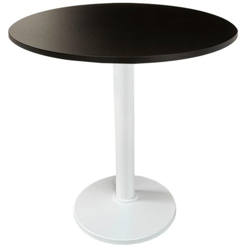 Mesa Zeta Ferro Branco 75 Cm (alt) Disco Redondo Tampo Mdp Redondo 80 Cm (larg) X 2,50 Cm (alt)